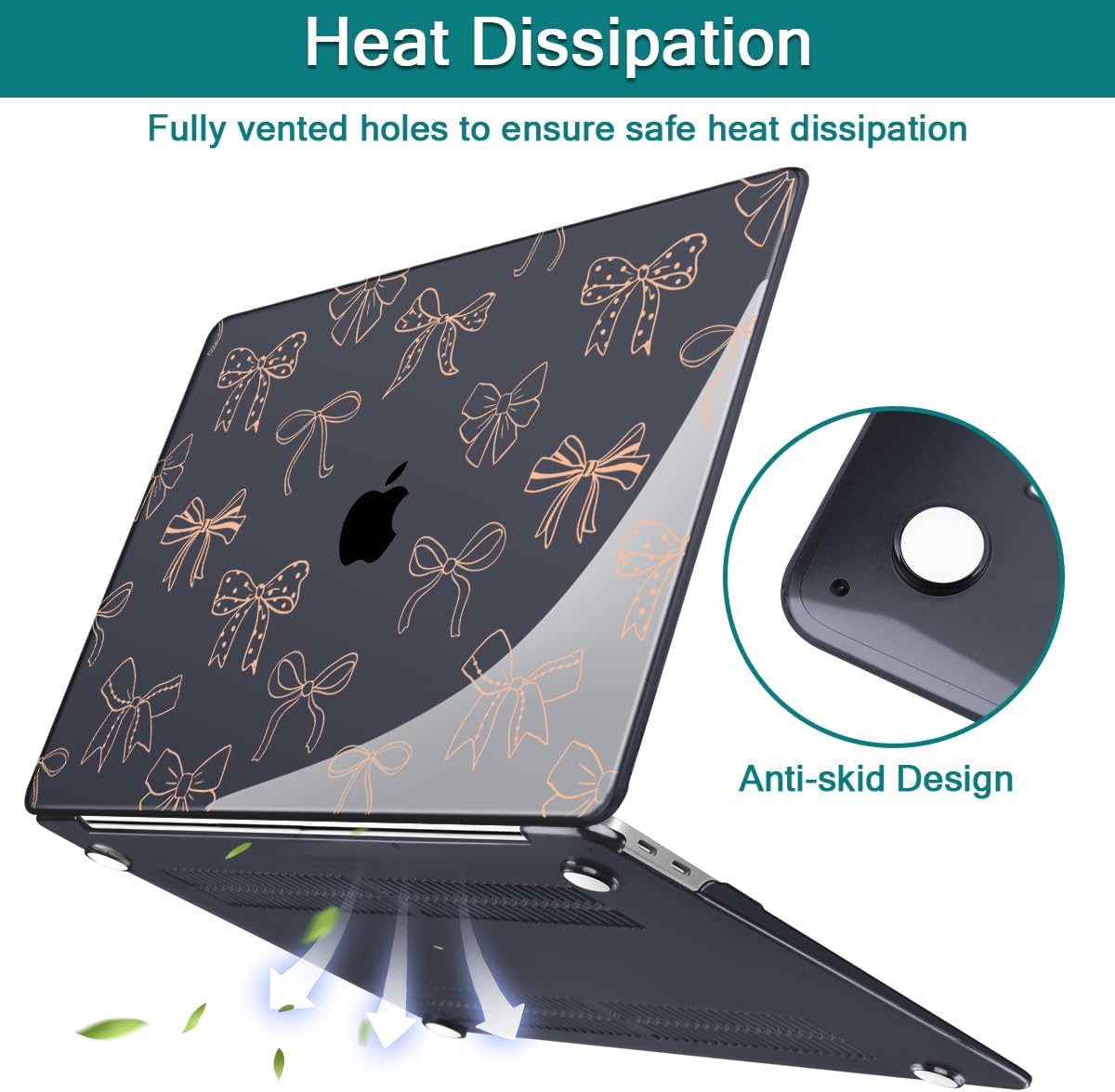Teryeefi for MacBook Pro 13 inch Case Touch Bar M2 M1 2025 2024 2022 2021 2019 2018 2017 2016 Release fits Model A2338 /A2289/A2251/A2159/A1989/A1706, PC Hard Shell with Keyboard Cover, Gold Bows A003