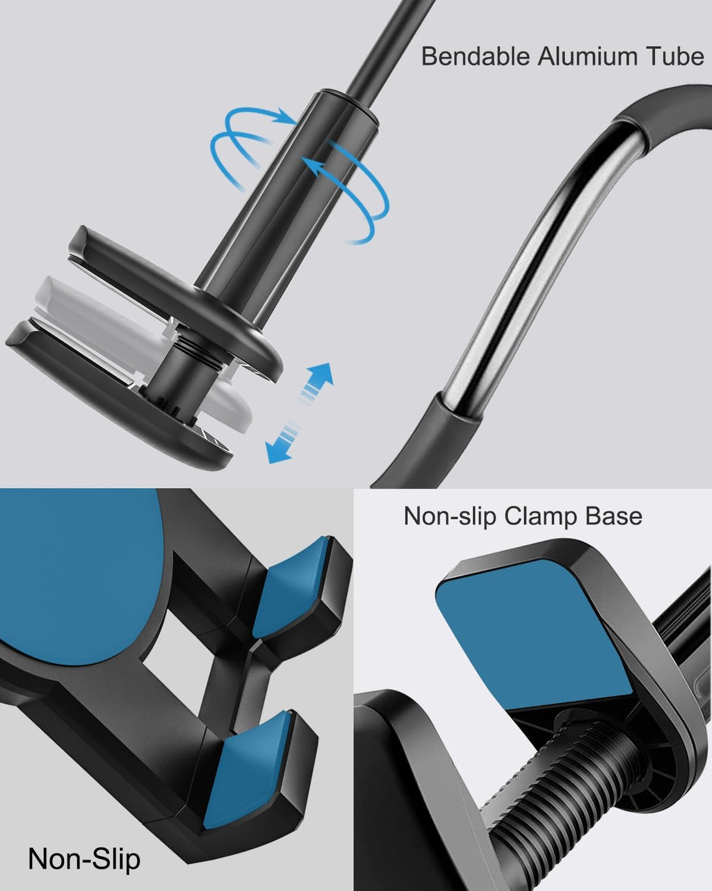 woleyi Gooseneck Tablet Holder for Bed, Flexible Long Arm Tablet Mount for Desk, Clip Bracket Clamp Stand fit for iPad Pro 10.5 Air Mini, Switch, Galaxy Tabs, Tablets, Cell Phones and 4.7-11" Devices