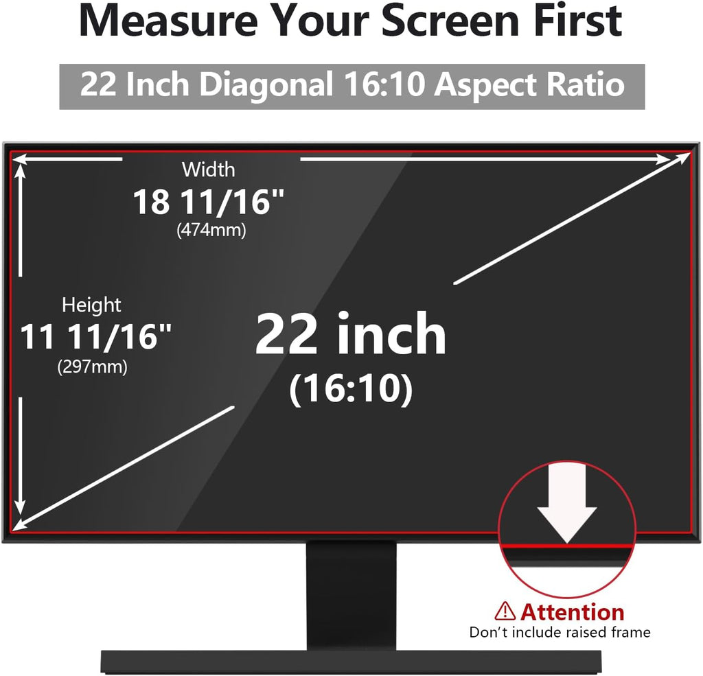 Computer Privacy Screen Protector 22 Inch with Hp Dell Acer Asus Samsung LG and More, Removable Security Shield Filter for 16:10 Aspect Ratio Monitor Like ViewSonic Sceptre AOC Koorui BenQ(22" Diagonal 16:10 1 Pack)
