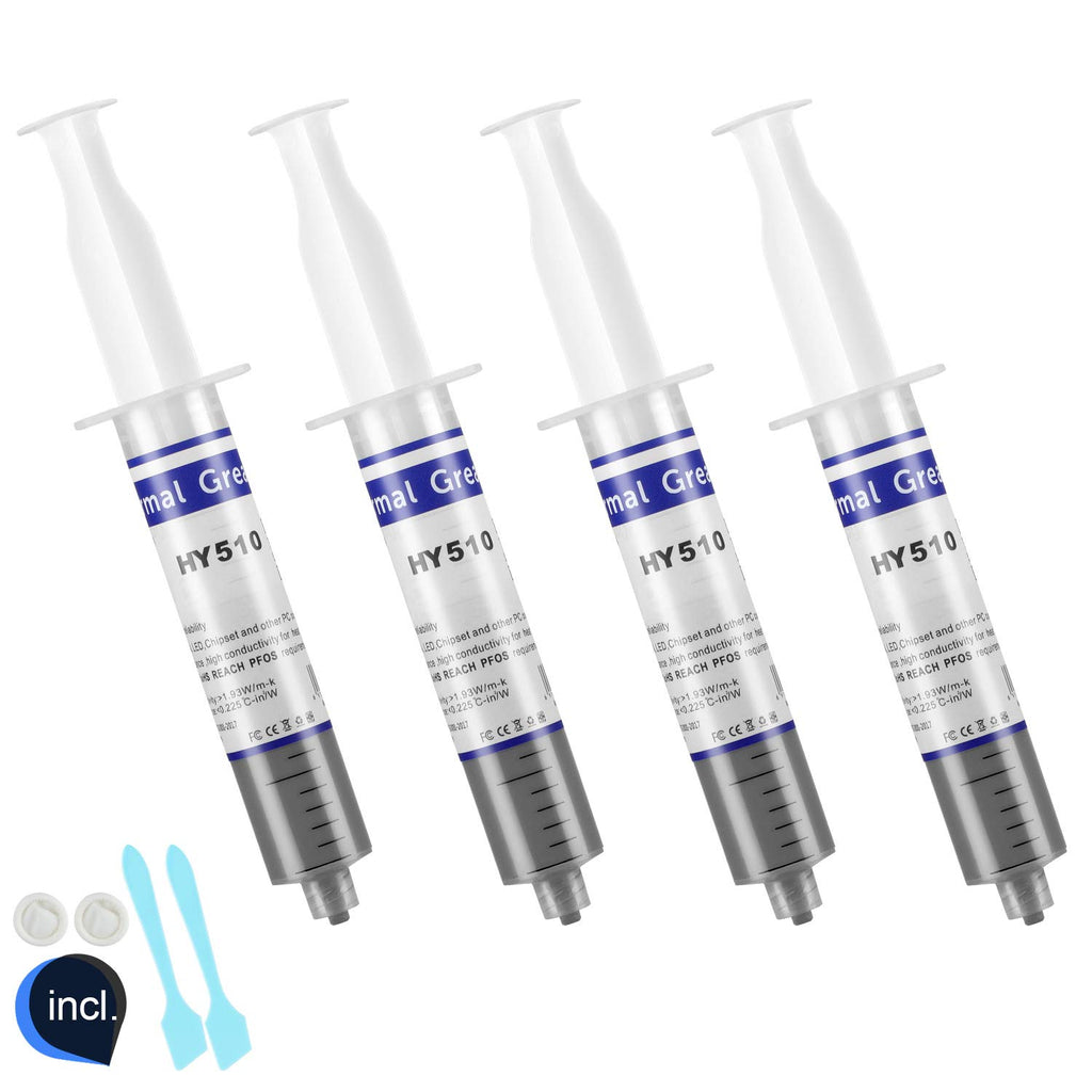 HY-510-100g (25g*4) Thermal Conductivity: >1.93W/m-k CPU Thermal heatsink Paste Silicone Grease Compound Non-Conductive for pc CPU gpu PS4 100 Gram