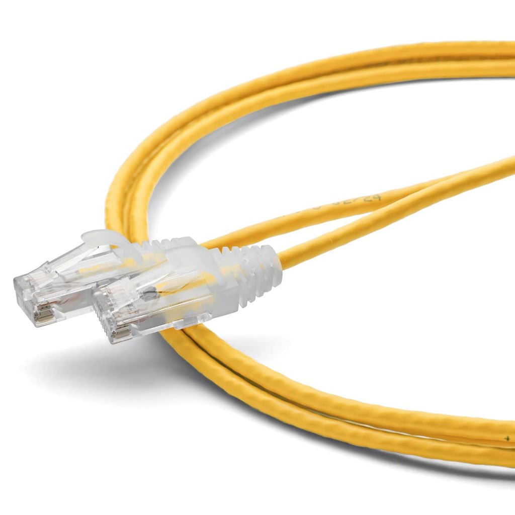 TRUECABLE Cat6 Component Rated Patch Cable, Unshielded (U/UTP), 7ft, Yellow, 28AWG Solid Copper, Snagless 10G High-Speed Ethernet Cable, PoE++ 4PPoE 100W, UL Listed, RoHS-3, 1 Pack