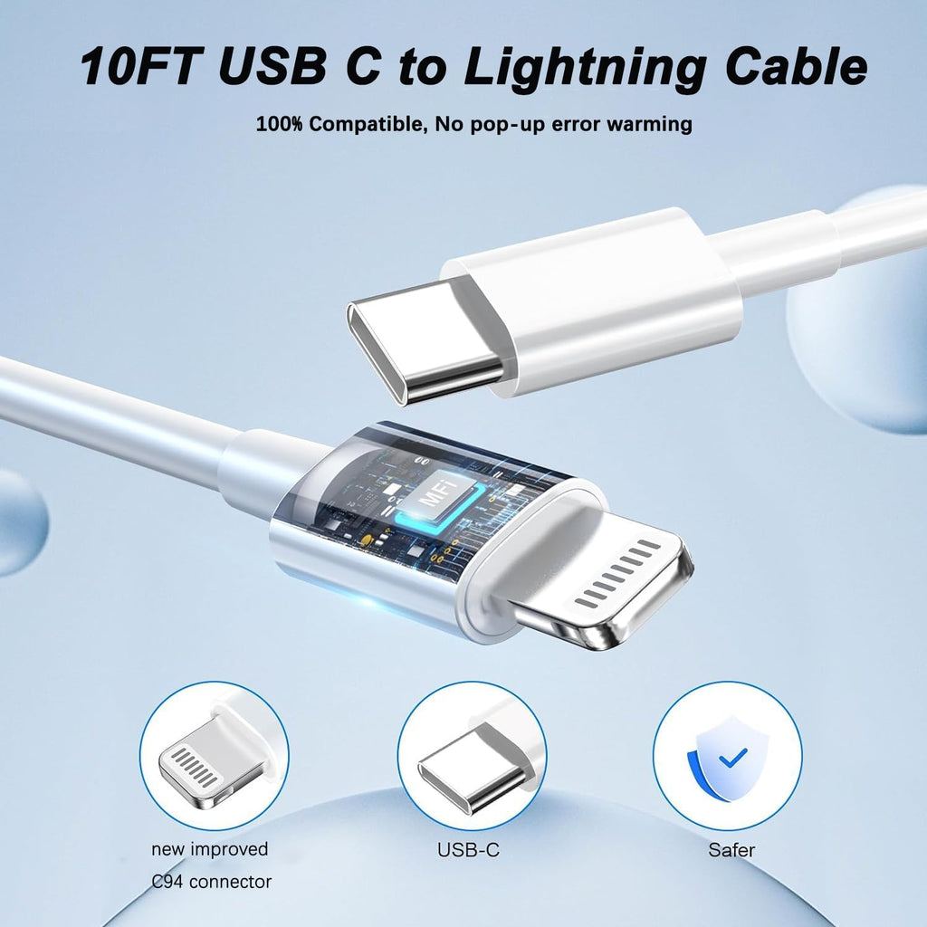 for iPhone Fast Charger,Dual Port USB C iPhone Charger Fast Charging Block,Super Fast Apple Double Type C Wall Charger,2Pack 10FT Quick USB C Lightning Cable for iPhone 14 Pro Max/13/12 MiNi/11/XS/XR