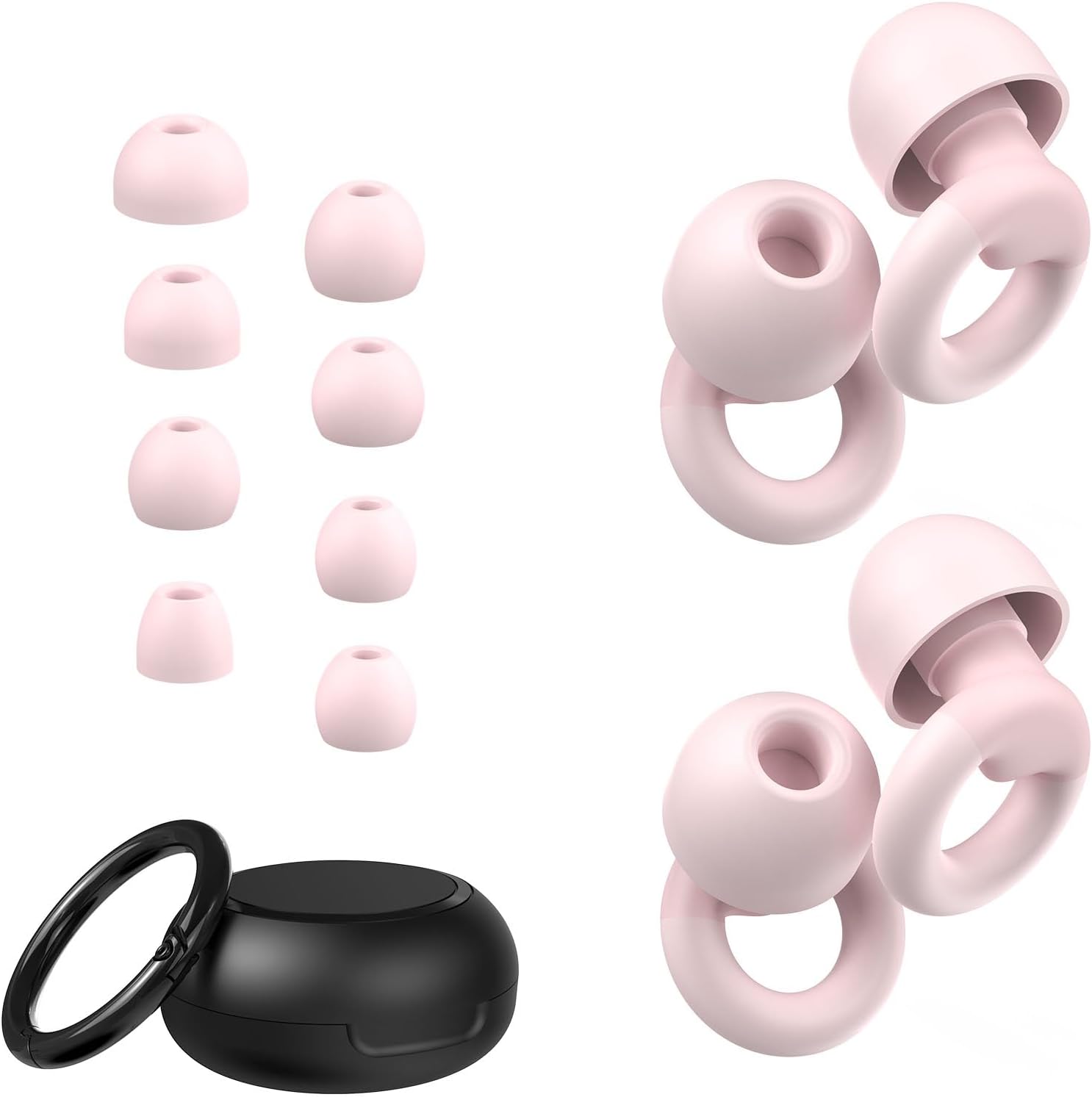 Ear Plugs for Sleeping, 2 Pairs of Reusable Earplugs for Noise Reduction 25dB-30dB with 8 Ear Tips, Soft Hearing Protection Ear Plugs for Concert,Noise Sensitivity, Study & Work