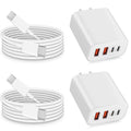 USB Type C Charger for iPhone 16 Pro,40W Multiport Type C Charger Fast Charging,2Pack 4 Port USB C Wall Charger 10FT USBC Chargers Cord for iPhone 16/16 Pro/16 ProMax/16e/15/15 ProMax/15 Plus,iPad Pro