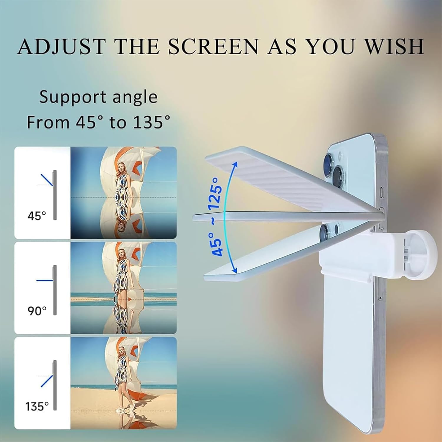 Mirror Effect Lens - Capture Stunning Reflections Instantly, Smartphone Camera Mirror Reflection Clip Kit, Adjustable HD Glass Smartphone Photography Flip Mirror, for Travel Photography (White)