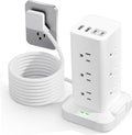 Surge Protector Power Strip, 6FT Flat Plug Extension Cord with 12 AC Outlets, 4 USB Charger(2 USB C Port), 1200 Joules Overload Protection, Desk Charging Station for Home Office, Dorm Room Essentials
