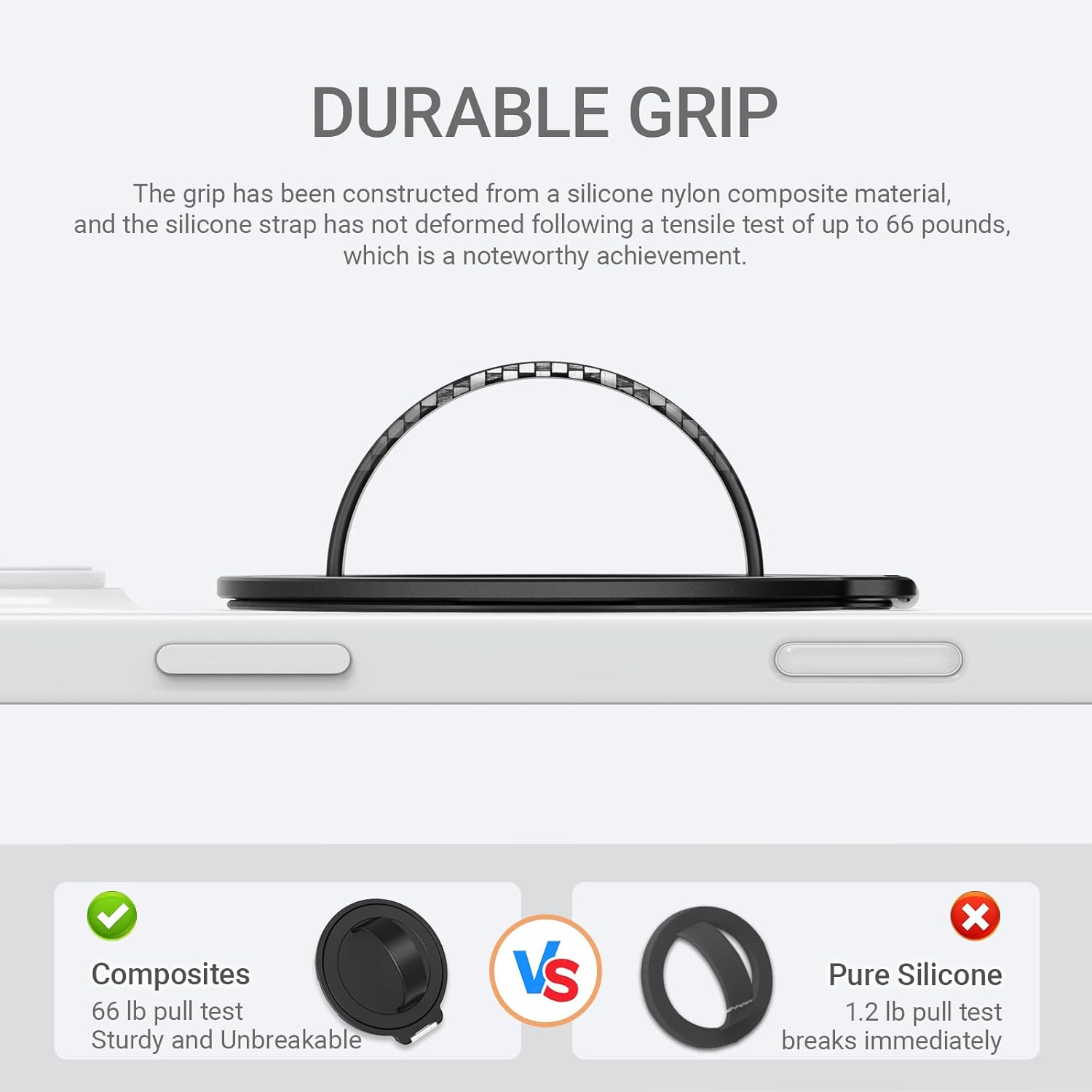 Grat 3 Upgraded Magnetic Phone Grip Stand, 360° Rotatable Silicone Strap Phone Loop Holder, Detachable Ring Kickstand Compatible with Magsafe iPhone 16 15 14 13 12 Pro/max, Black