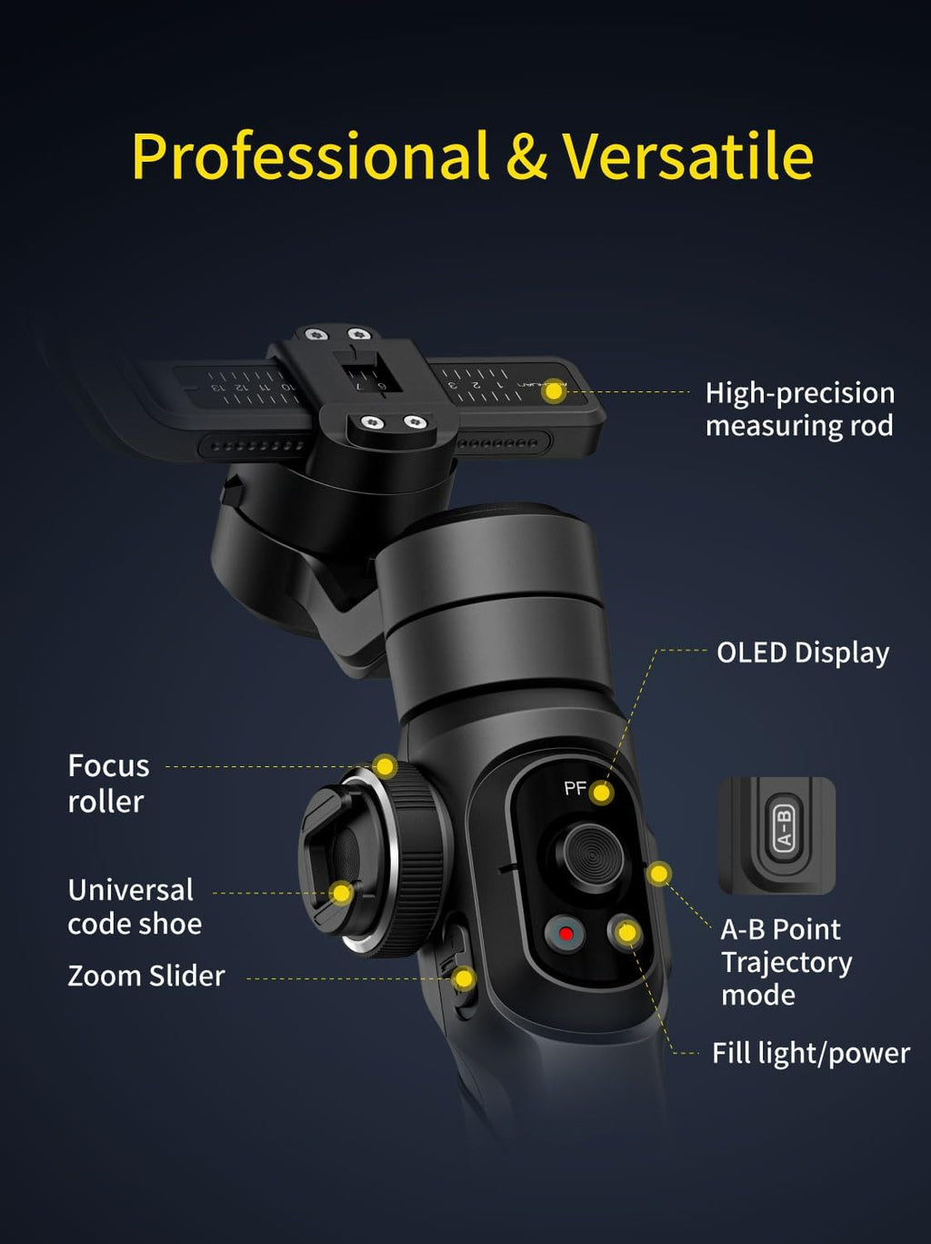 Gimbal Stabilizer for Smartphone, Phone Gimbal w/8" Extension Rod, Profession 3-Axis Stabilizer w/RGB Magnetic Fill Light for Video Recording, Compatible w/iPhone/Andriod-Smart S2 Kit