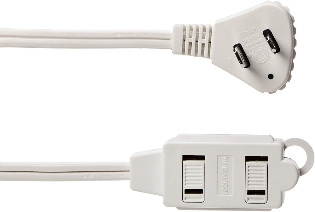 Amazon Basics 6 foot 2-Prong Indoor Rectangle Extension Cord Power Strip - Flat Plug - 13 Amps, 1625 Watts, 125 VAC - 2-Pack, White