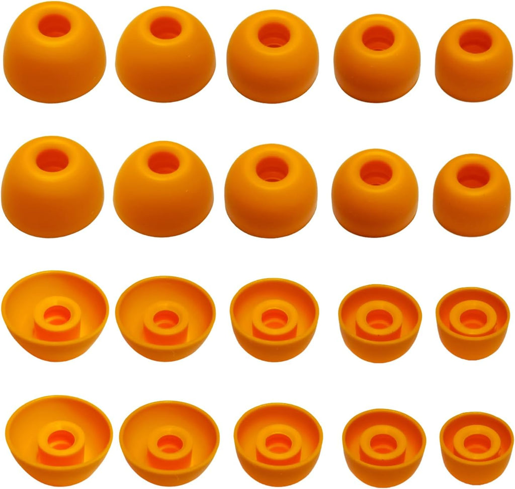 Silicone Earbuds Tips for Powerbeats Pro2 Replacement Ear Tips 10 Pairs XL/L/M/S/XS - Compatible with Beats Studio Buds/Beats Fit Pro/Solo Buds, Orange