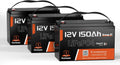 12V 150Ah LiFePO4 Lithium Battery 3 Pack- BCI Group 31 with Bluetooth | Built-in 110A BMS & Low-Temp Protection | 15000+ Deep Cycles for Solar RV Marine Off-Grid