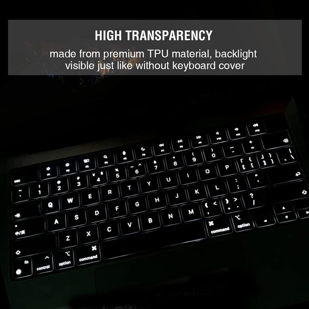 EooCoo Premium Keyboard Cover Skin Ultra Thin Protector Compatible with 2025-2021 MacBook Air 15" 13.6" M4 M3 M2 Chip, MacBook Pro 14" 16" M4 M3 M2 M1 Pro Max Chip, Clear