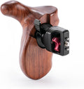 Tilta Advanced Left Side Wooden Handle (1/4-20" with Locating Pins - Type XI) | Black Walnut Wood & Aluminum Alloy Build | Quick Release Button