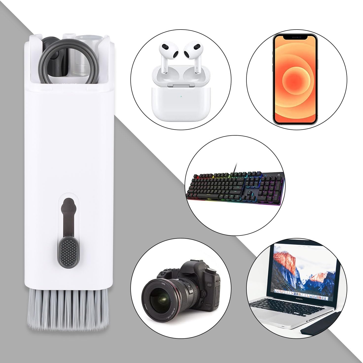 7-in-1 Electronic Cleaner Kit,Keyboard Cleaner,Laptop Cleaner Kit for Monitor, Cell Phone,Earphones, Headset, Lego, Airpods, Laptop Camera Lens (Black)