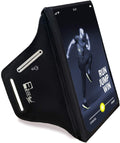 RevereSport Waterproof Running Armband for Phone with Case On (Otterbox, Lifeproof). Sports Phone Holder Compatible iPhone 16/15/14/13/12/11/SE Samsung S25/S24/S23/S22/S21/S20 (Medium)