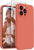 FireNova for iPhone 14 Pro Case, Silicone Upgraded [Camera Protection] Phone Case with [2 Screen Protectors], Soft Anti-Scratch Microfiber Lining Inside, 6.1 inch, Pink Pomelo