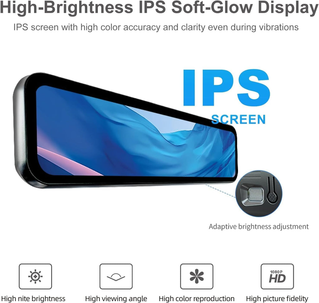 60FPS 9.2″ OEM Rear View Mirror Camera, Dash Cam, Detached Front Lens, 2K, Digital Signal Transmission, IMX462, IPS Screen, Night Vision, Parking Monitor, 64GB SD, for Trucks, Vans, SUVs