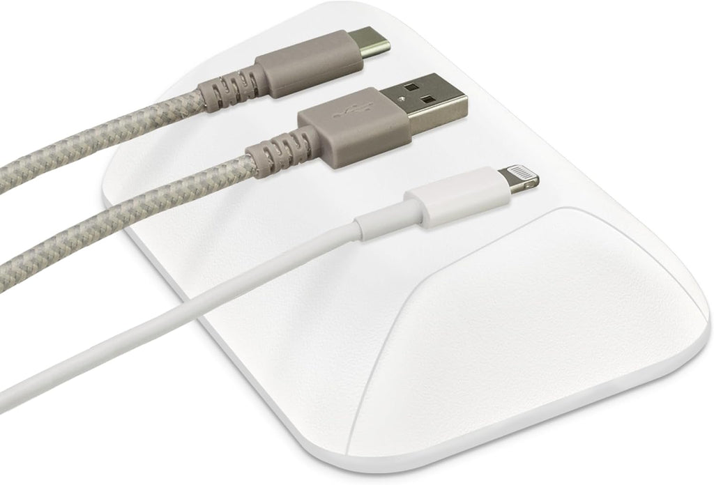 Smartish® Magnetic Cord Holder - Bigger Cable Wrangler Organizer with Magnet Clips for Charger Management on Desktop, Nightstand, or Side Table - Holds 6+ Cables - Snow Day White