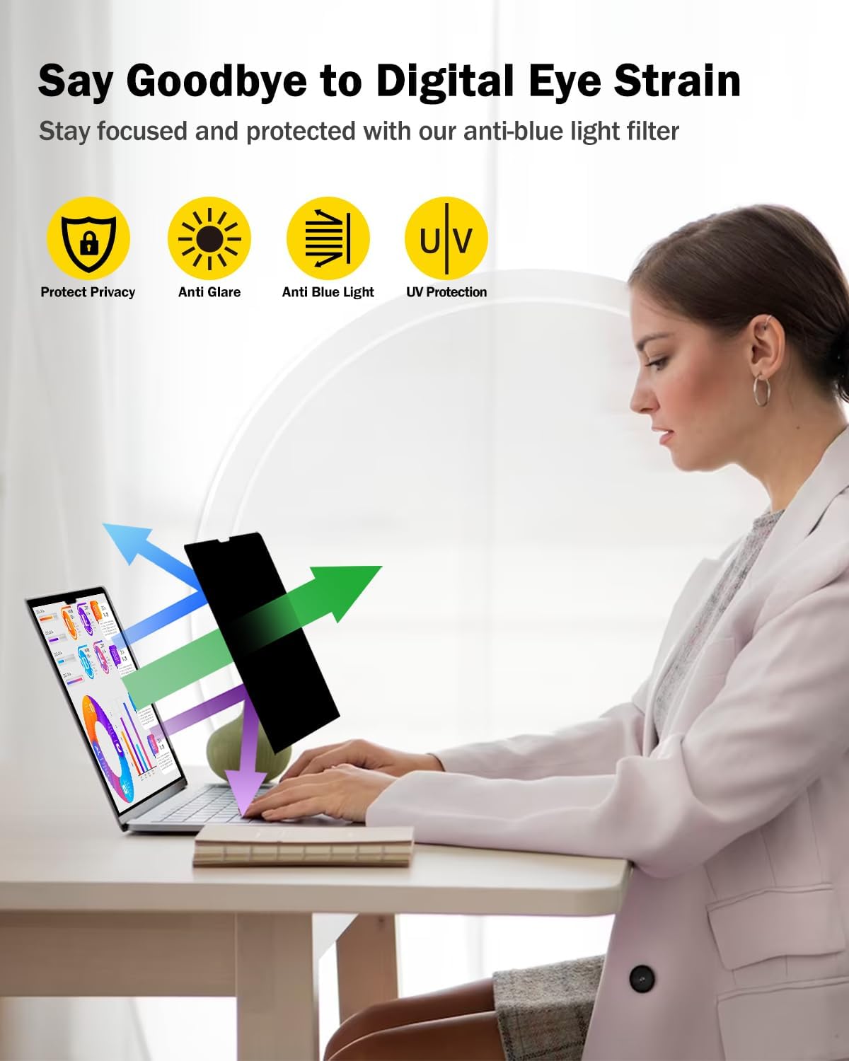 F FORITO 360° Privacy Screen Protector Compatible with MacBook Pro 14 inch (2025-2021, M5 M4 M3 M2 M1 Pro Max Chip), Anti Peeping Anti Glare and Anti Blue Light Laptop Privacy Screen Shield