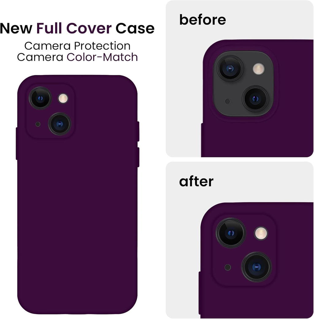 FireNova Designed for iPhone 13 Case, Silicone Upgraded [Camera Protection] Phone Case with [2 Screen Protectors], Soft Anti-Scratch Microfiber Lining Inside, 6.1 inch, Wine Red