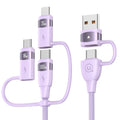 100W USB C Multi Charging Cable, USAMS 4FT 5-in-1 5A Fast Sync Charger Adapter Nylon Braided Type-C Cable for Laptop/Tablet/Phone and More