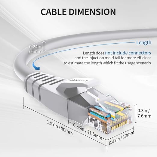 Cat 6 Ethernet Cable 20 ft Network RJ45 Unshielded Cat6 Patch Cable Internet - Image 7
