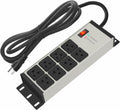 CCCEI Grey Heavy Duty Power Strip Surge Protector 20 AMP, 8 Outlets 12 Gauge Industrial Shop Garage Metal Multiple Outlets, 4 FT Extension Cord 5-15P Adapter High Amp 6-20R T-Slot 20a for Appliance