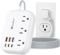 PD45W USB C Travel Power Strip, Cruise Power Strip with 6 USB(3 USB C) Ports and 3 Outlets, 5Ft Flat Plug Braided Extension Cord, 45W Fast Charging Station for MacBook Laptops iPad Pro iPhone Samsung