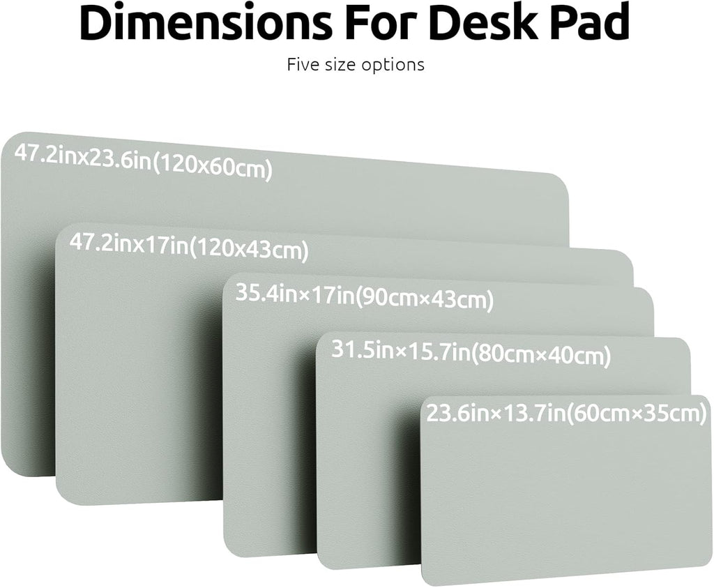 YSAGi Leather Desk Pad Protector, Office Desk Mat, Large Mouse Pad, Non-Slip PU Leather Desk Blotter, Laptop Desk Pad, Waterproof Desk Writing Pad for Office and Home (Grayish Green, 47" x 17")
