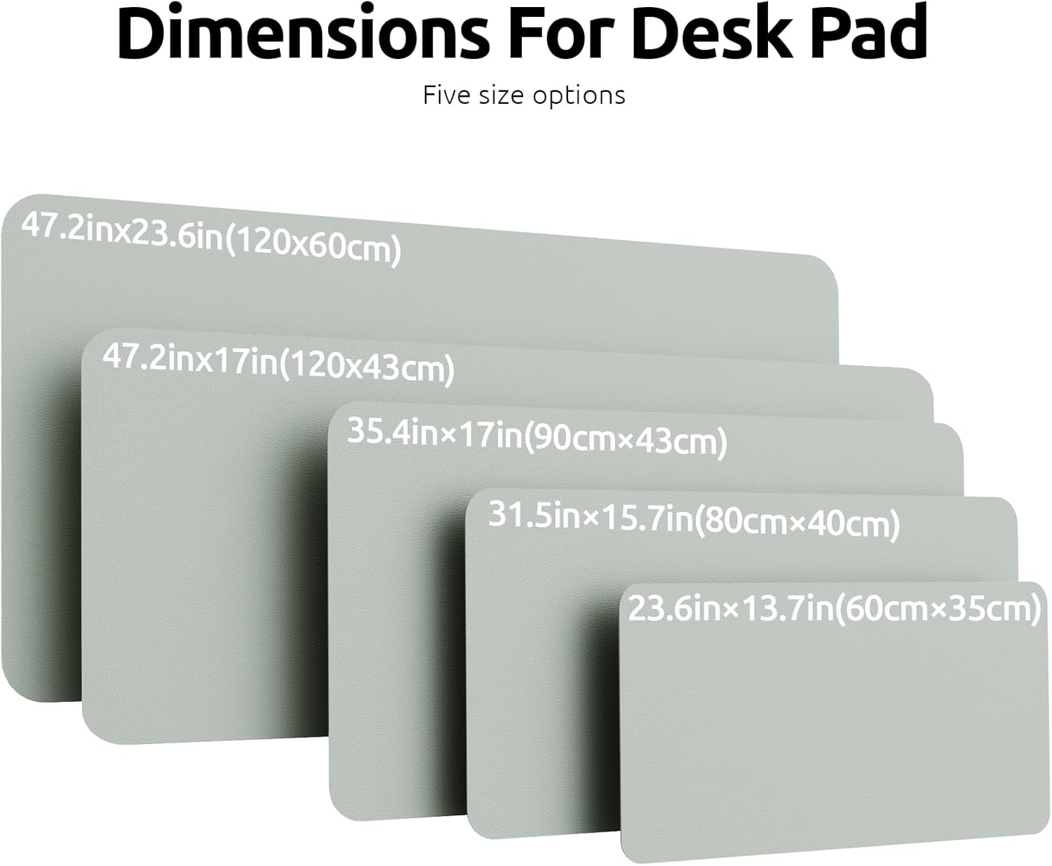 YSAGi Leather Desk Pad Protector, Office Desk Mat, Large Mouse Pad, Non-Slip PU Leather Desk Blotter, Laptop Desk Pad, Waterproof Desk Writing Pad for Office and Home (Grayish Green, 47" x 17")