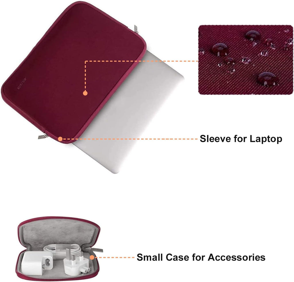 MOSISO Laptop Case 13.3 inch, 13-13.3 inch Laptop Sleeve Bag Compatible with MacBook Air/Pro 13/Pro 14 M5 M4 M3 M2 M1, HP Dell ASUS Lenovo, Neoprene Computer Sleeve Bag with Small Case, Wine Red