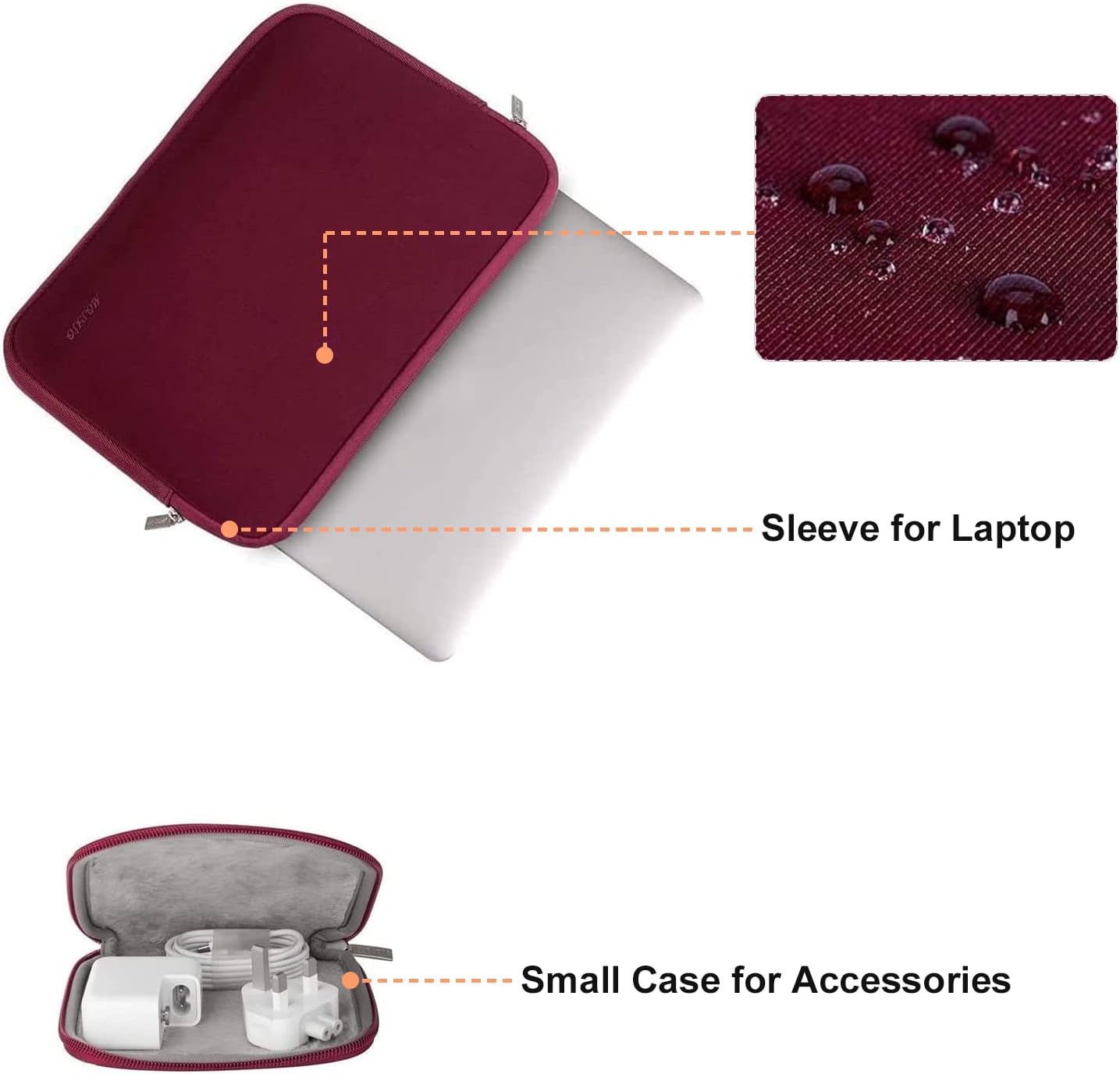 MOSISO Laptop Case 13.3 inch, 13-13.3 inch Laptop Sleeve Bag Compatible with MacBook Air/Pro 13/Pro 14 M5 M4 M3 M2 M1, HP Dell ASUS Lenovo, Neoprene Computer Sleeve Bag with Small Case, Wine Red