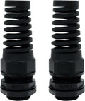 LeMotech 2Pcs NPT 3/4" IP68 Waterproof Cable Gland Flex Spiral Strain Relief Black Nylon Joint with Gaskets for 13-18mm Wire Thread