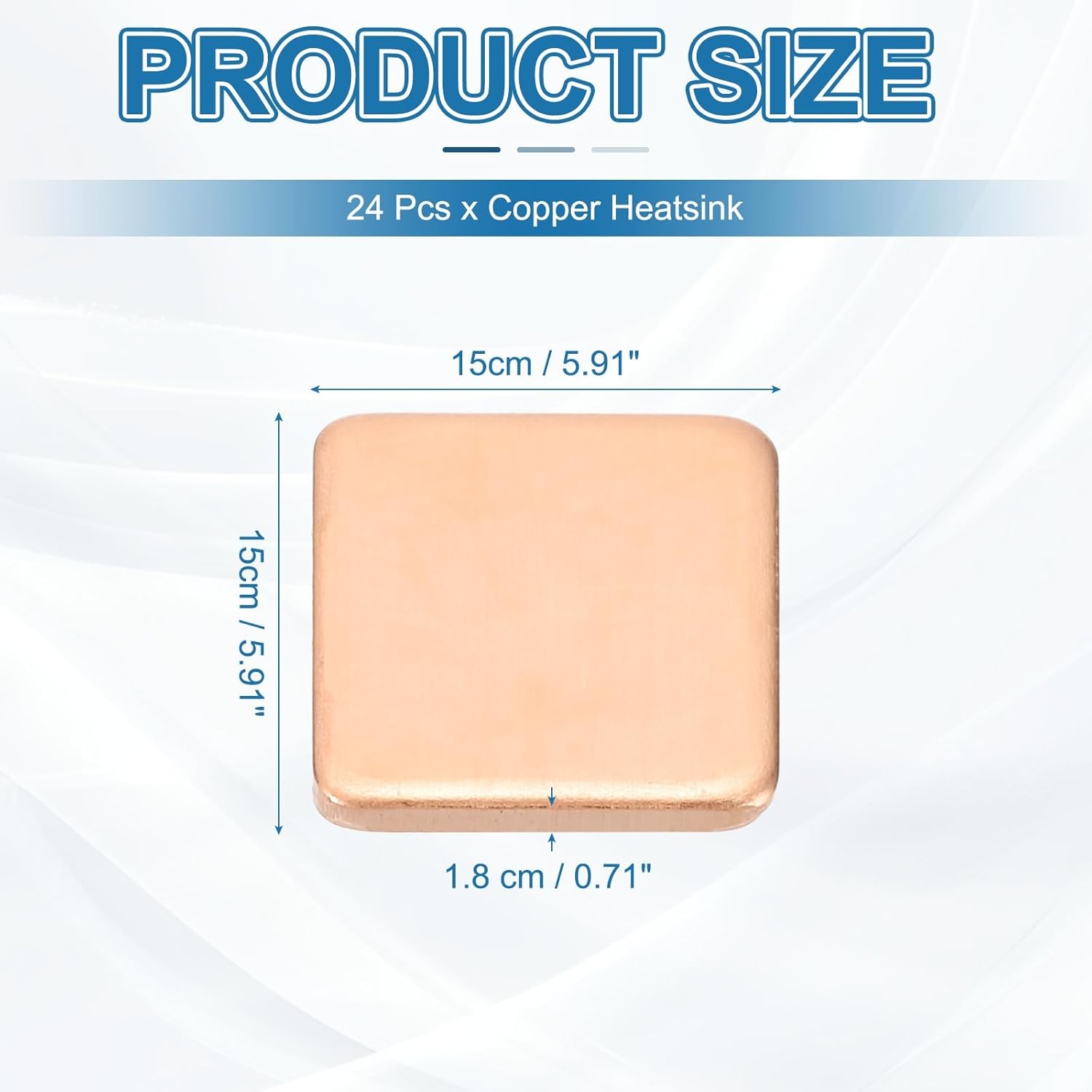 PATIKIL Copper Heatsink Pad Shims, 24 Pcs 15x15x1.8mm Copper Pad Shim IC Chipset GPU CPU Thermal Heatsink for Cooling Laptop Desktop Computer