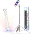 KraftGeek Magnetic Phone Tripod for iPhone MagSafe – 66'' Automatic Selfie Stick with Remote, Portable Tripod Stand for Video Recording, Travel, Vlogging (White)