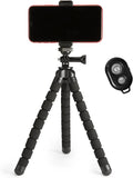 Amazon Basics Portable and Flexible Tripod with Wireless Remote and Smartphone Clamp, 10-inch long, Black