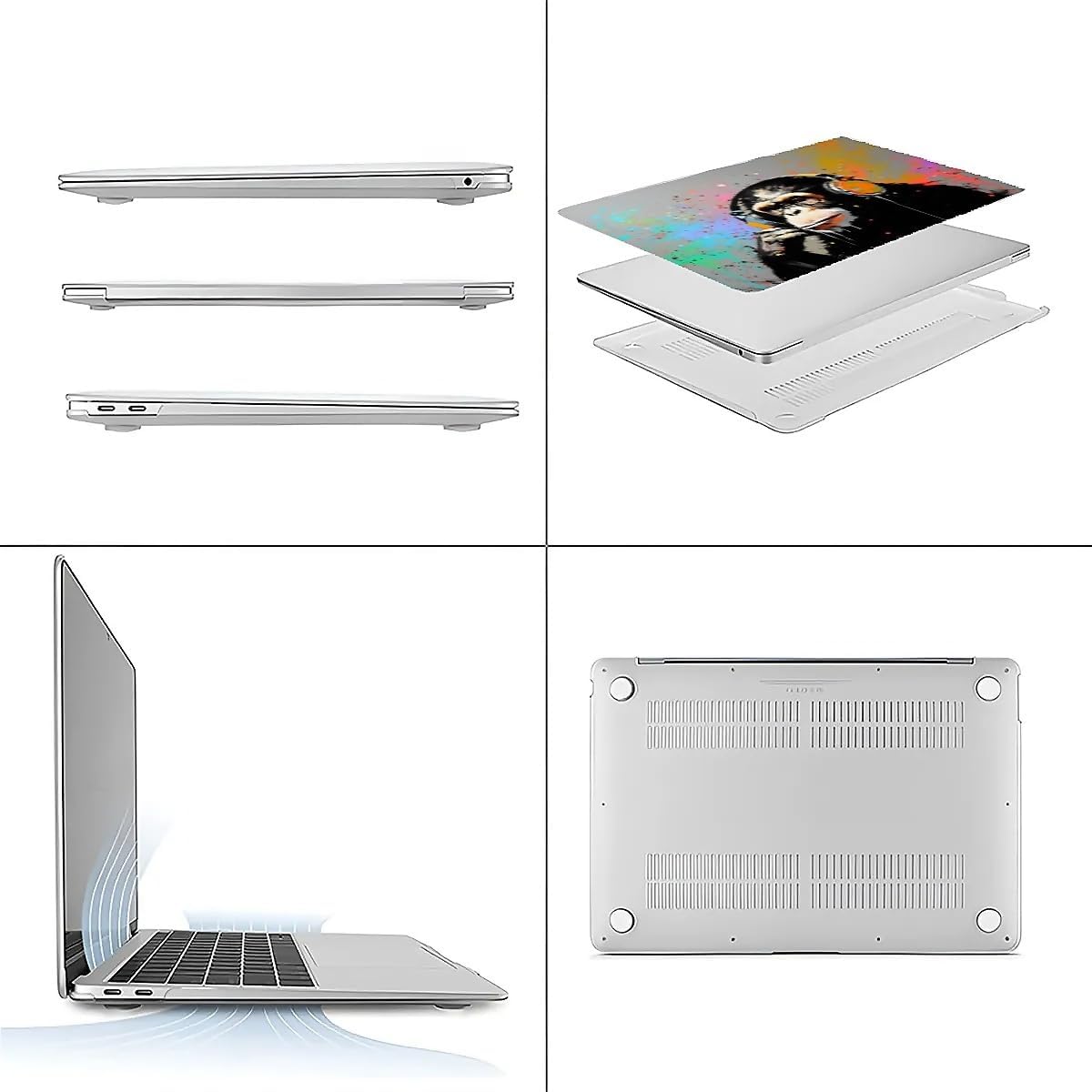 Compatible with MacBook Air 13.3 13.6 Inch Case 2022 2021 2020 2019 Plastic Hard Shell Case Cover,13.6 Air (A2681) M2 2022, Monkey