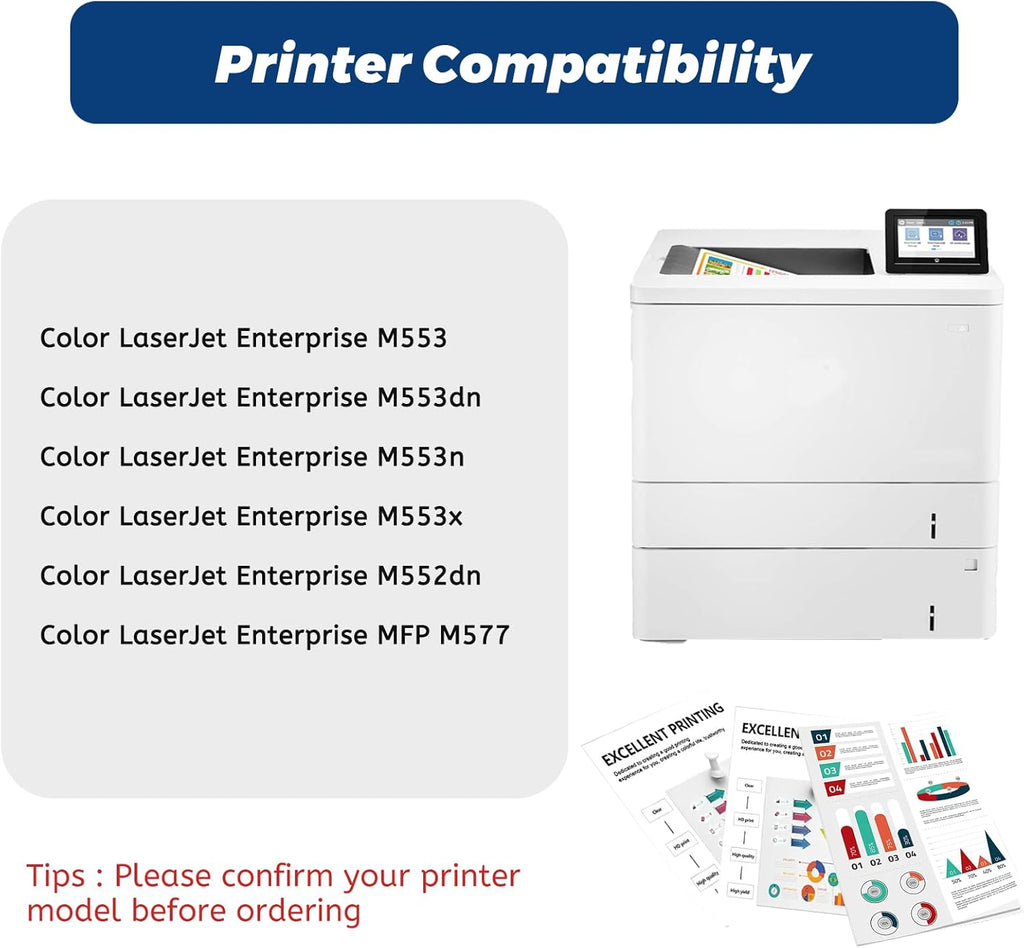 508A Magenta CF363A Toner Cartridge, Replacement Compatible for HP 508A 508X CF363X for Color Laserjet Enterprise M553 M552 Color Laserjet Enterprise MFP M577 Series Printer, with Smart Chip (1-Pack)