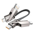 4-in-1 0.6FT Ultra Short USB C Cable Compatible with Lightning Cable [Fast Charging&Data Transfer] Flat Braided for iPhone iPad Charger Cord, Portable Multi Charger Cord Combo for Power Bank