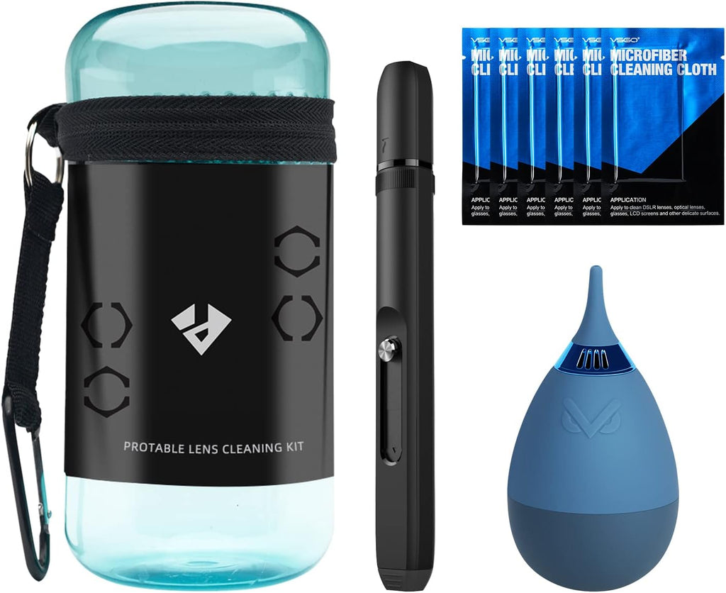 VSGO 11-in-1 Mirrorless Camera Cleaning Kit for Canon,Nikon,Sony,Samsung,Fuji DSLR Cameras, Air Blower Lens Cleaning Pen Microfiber Cloth and Portable Bottle Included (VS-A8E)