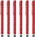 PATIKIL Stylus Pens for Touch Screens, 6 Pcs High Precision Universal Bling Stylus Crystal Metal Capacitive Pen for Touch Screen Devices Phone Tablets Laptop, Red