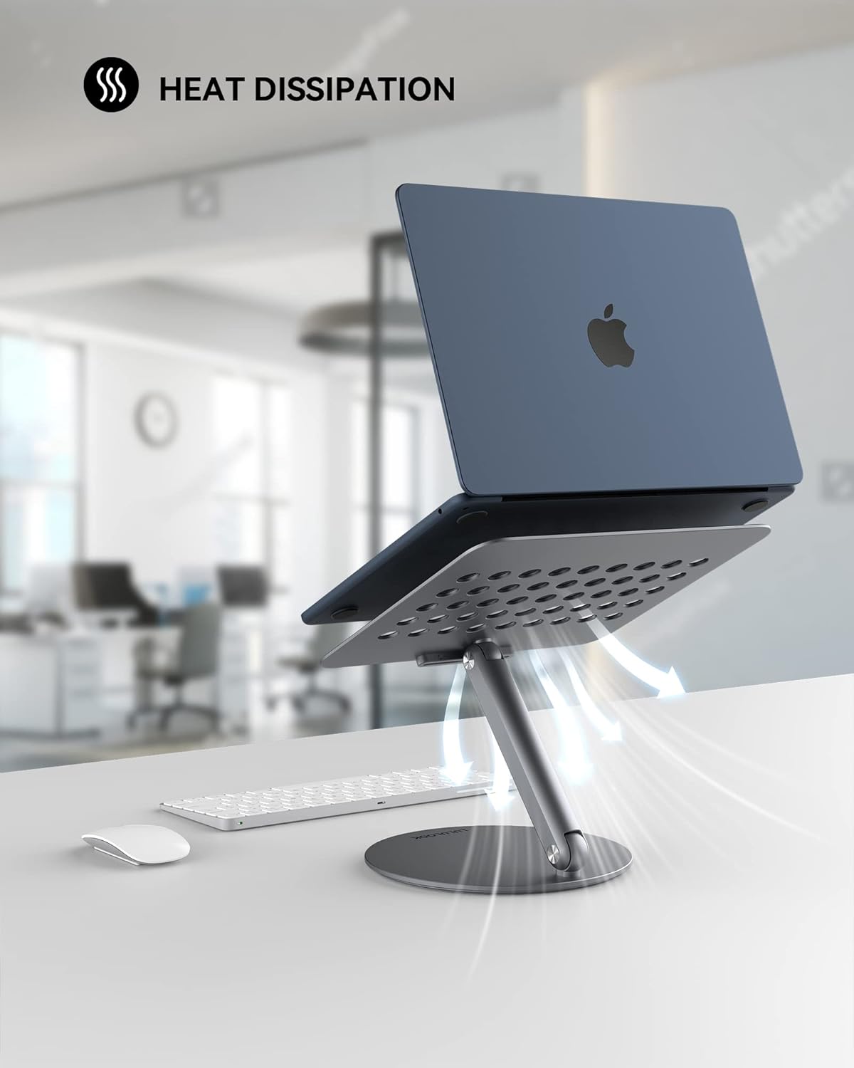LULULOOK Laptop Stand for Desk 2025, 360 Rotating Adjustable Laptop Riser, Upgraded Foldable Full Aluminum Alloy Computer Stand for MacBook Pro/Air, Dell, HP, Lenovo and Other 10-17inch Laptops