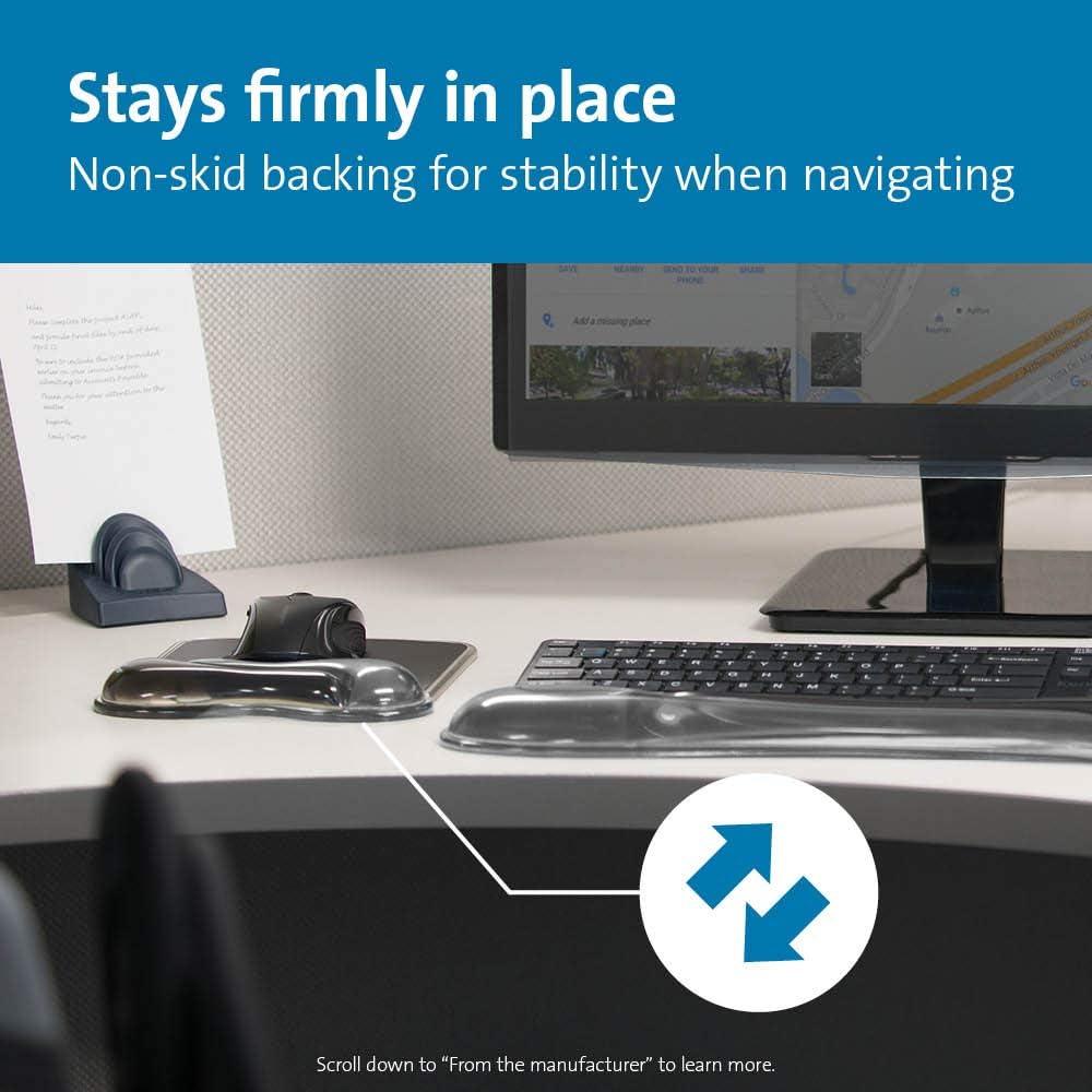 Kensington Duo Gel Mouse Pad with Wrist Rest - Gray (K62399US), Grey