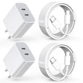 Charger for iPhone 16/15 Pro Max Charger Fast Charging, 2Pack 20W Dual Port USB C Fast Charger Block with 10FT Long USB C to C Charging Cable Cord for iPhone 15 Pro Max/15 Pro/15/15 Plus, iPad Pro/Air