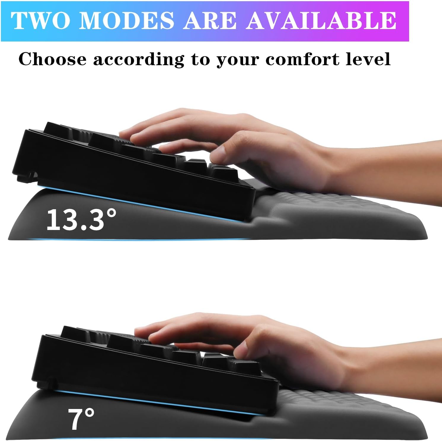 Computer Keyboard Stand with Wrist Rest, Ergonomic Tilted Keyboard Holder - Keyboard Riser with Wrist Pad - Keyboard Tray Support for Office Home - Gray