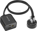 TROND 360° Rotating Flat Plug Extension Cord 1.5ft, Low Profile Small Power Strip, Three Side Grounded Outlet, 13A, Short SPT 16/3 Gauge Cable for Indoor Home Office Cruise Travel Essentials, Black