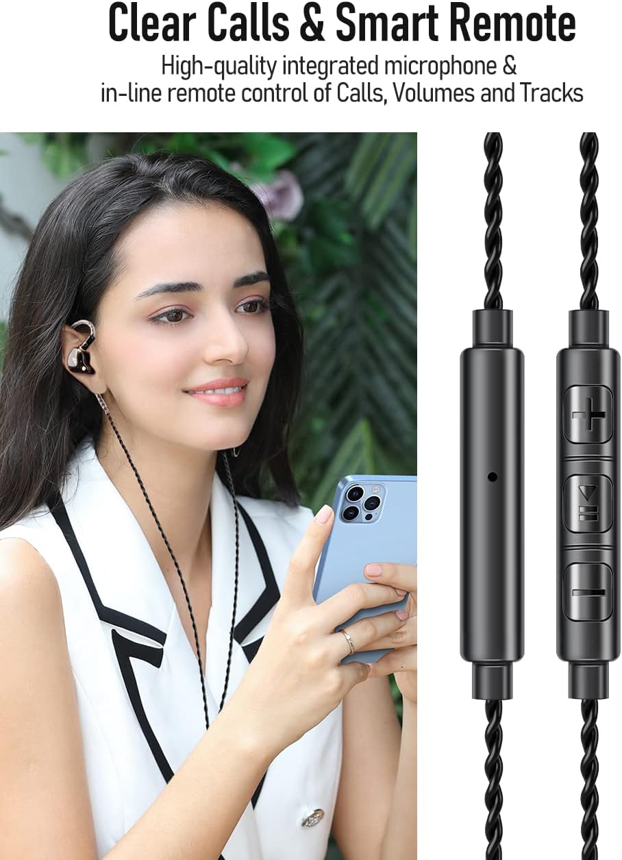 Vibes 201ML Wired Earbuds in Ear Headphones with Mic, Lightning to 3.5mm Adapter, Noise Isolating Bass Driven Earphones, Braided Cord, Carry Case, Ear Buds Tips, 3.5mm Jack (Clear Brown)