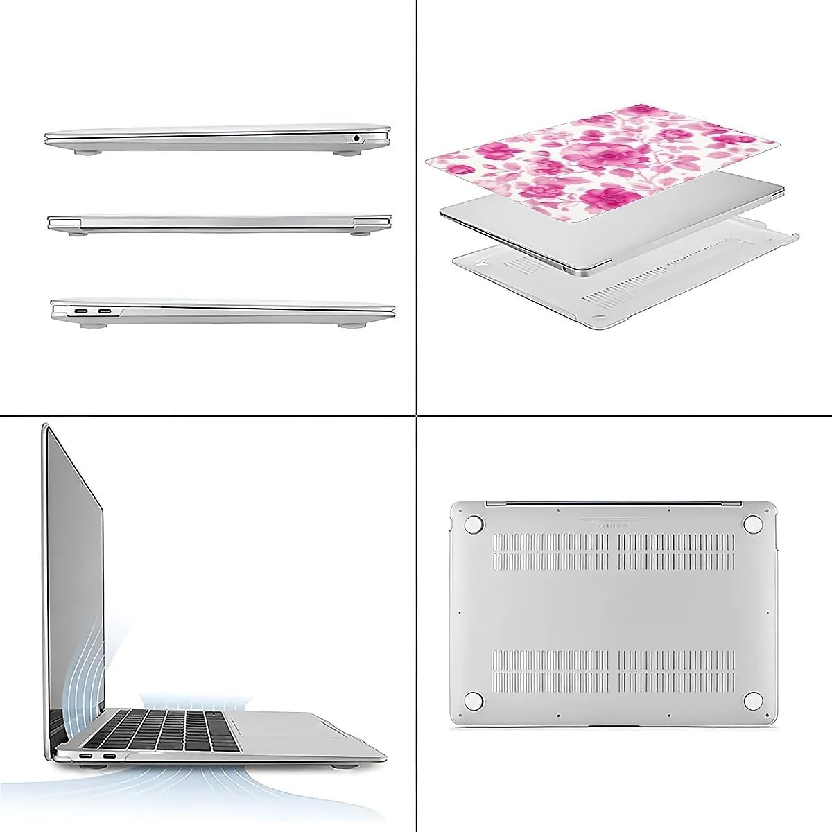 Compatible with MacBook Air 13.3 13.6 Inch Case 2022 2021 2020 2019 Plastic Hard Shell Case Cover,13.6 Air (A2681) M2 2022, Pink Vintage Floral