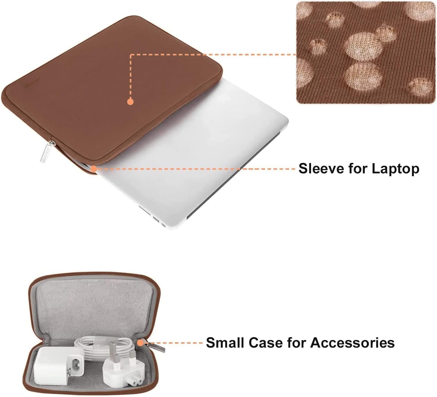 MOSISO Laptop Case 13.3 inch, 13-13.3 inch Laptop Sleeve Bag Compatible with MacBook Air/Pro 13/Pro 14 M5 M4 M3 M2 M1, HP Dell ASUS Lenovo, Neoprene Computer Sleeve Bag with Small Case, Caramel Brown