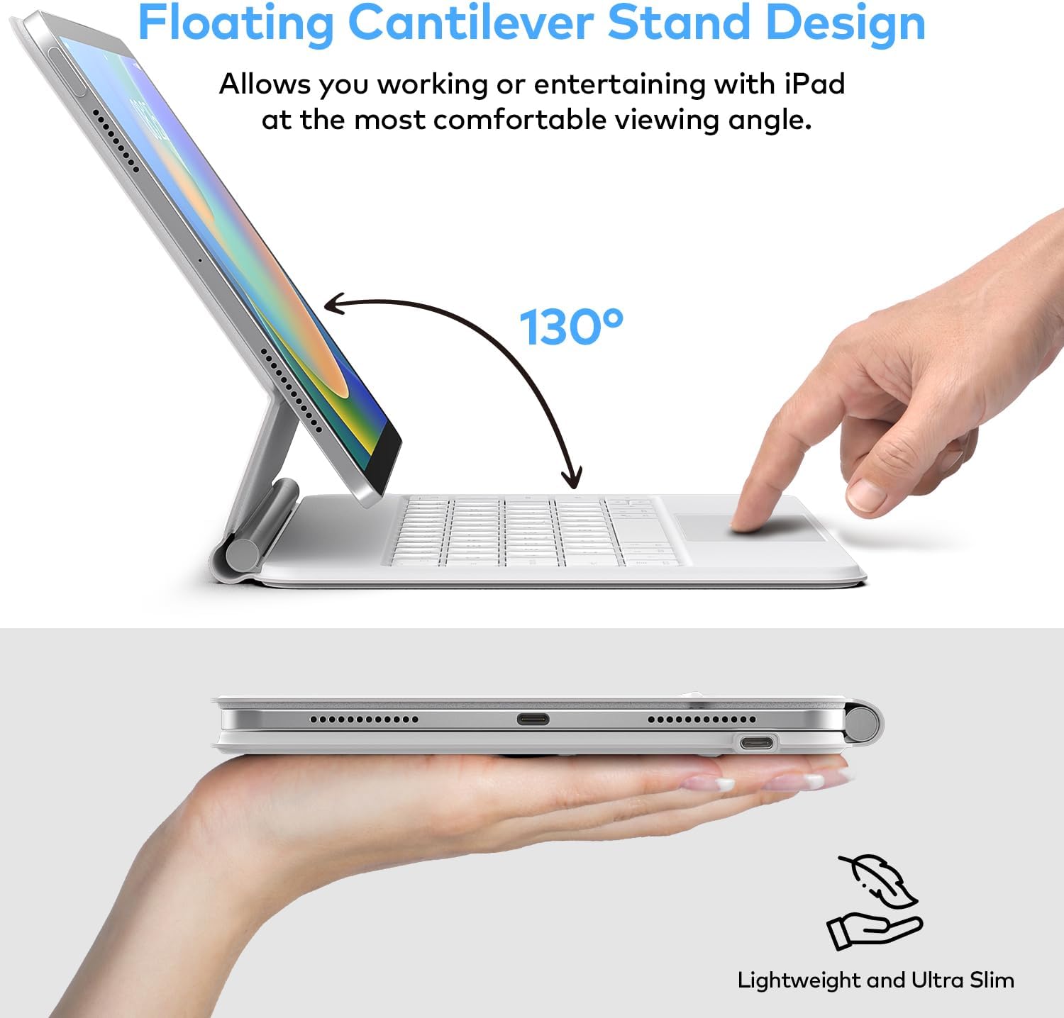 Keyboard Case for iPad 10th Generation 2022 & 11th (A16, 2025) – Magic-Style Keyboard with Multi-Touch Trackpad – Floating Cantilever Stand – Magnetic Case for iPad 10.9 inch 10th / 11th Gen.